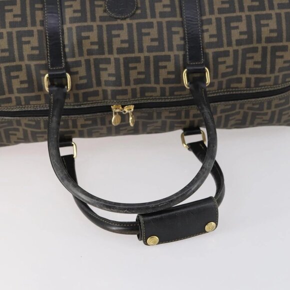 FENDI Zucca Canvas Boston Bag PVC Black Brown Auth 144233 - Picture 9 of 16